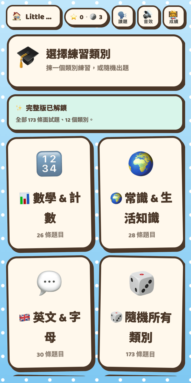 小學面試班 12 個類別